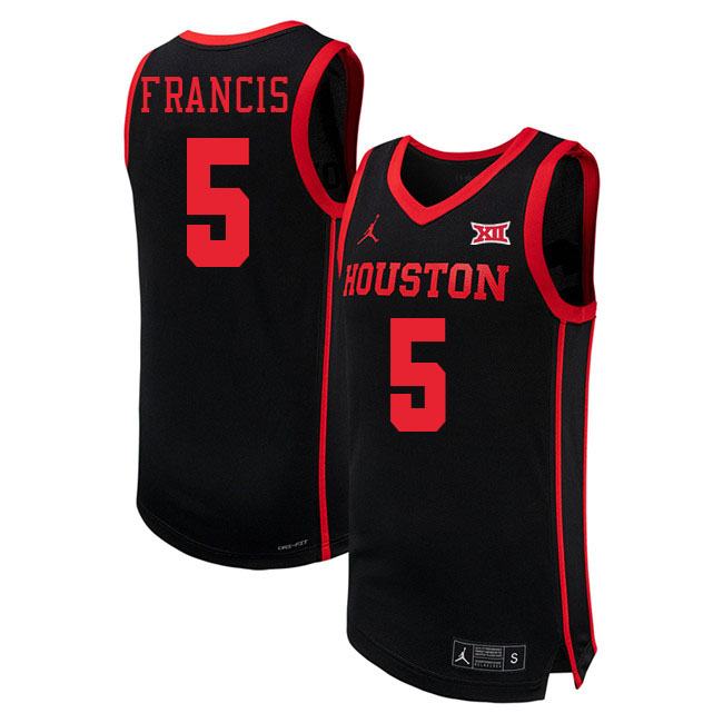 Ja'Vier Francis College Jersey,Houston Cougars #5 Ja'Vier Francis Basketball Jersey Youth-Black